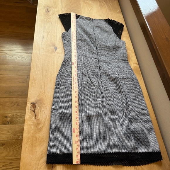 NANETTE LEPORE DRESS GINGHAM CHECK LACE SHEATH COCKTAIL PARTY FEMININE CHIC 6 - Picture 11 of 12